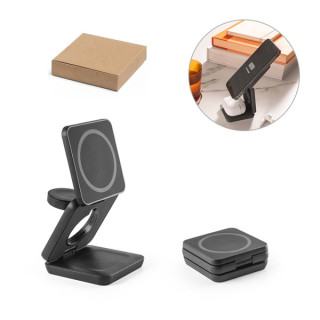 BROGLIE. Carregador magnético wireless super rápido 15W 3 em 1 em ABS reciclado (100% rABS)
