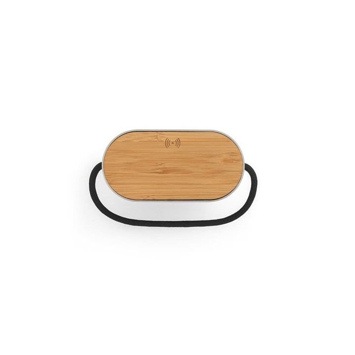 GUETTA. Coluna de som portátil de 5W com carregador wireless super rápido 15W e 2h de autonomia em bambu e PET reciclado (10...