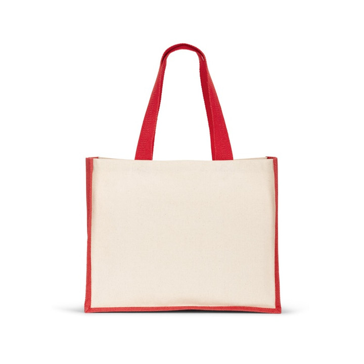 HELSINQUE COLOUR. Saco em canvas (320 g/m²), com fundo e laterais em juta laminada (350 g/m²) coloridos