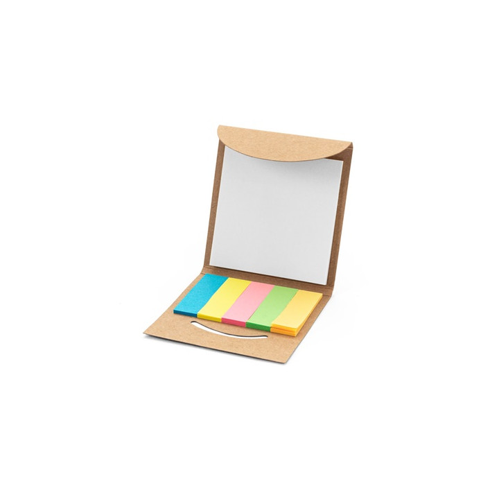 AINSLEY. Conjunto 2 em 1 para escritório, em papel 100% reciclado, com 6 blocos de notas adesivas