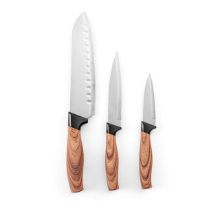 BAHARAT. Conjunto de 3 facas de cozinha com lâmina em aço inoxidável e cabo ergonómico