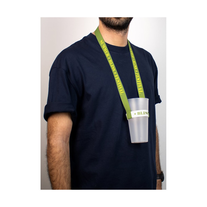 SWINDON. Lanyard para sublimação em poliéster com cup holder elástico para sublimação