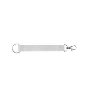 CRAWLEY. Lanyard short para sublimação em poliéster com argola e mosquetão standard
