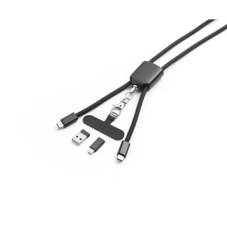 ZEWAIL. Cordão lanyard com suporte para smartphone incluído, cabo USB-C e diversos adaptadores em ABS reciclado e TPE reciclado