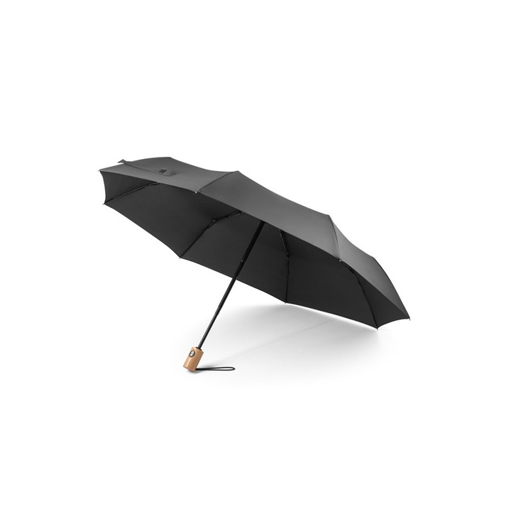 RIVER. Guarda-chuva em poliéster reciclado (100% rPET) 190T pongee dobrável com abertura e fecho automáticos