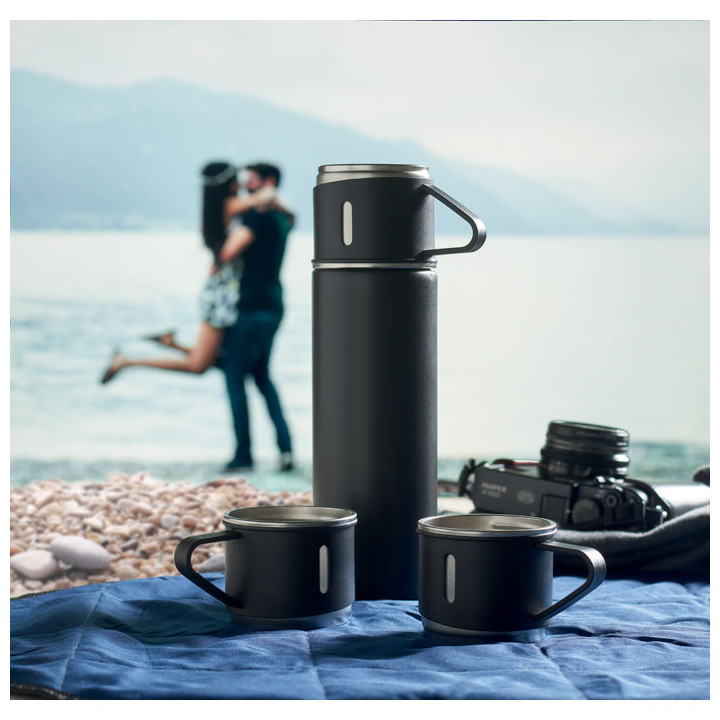 Conjunto garrafa e caneca aço