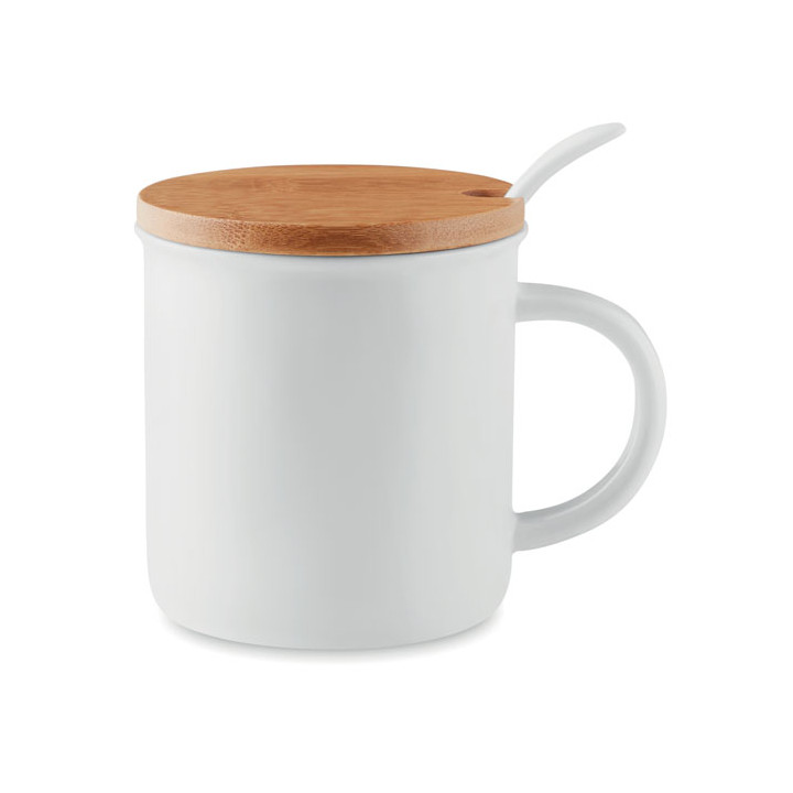 Caneca de porcelana com colher