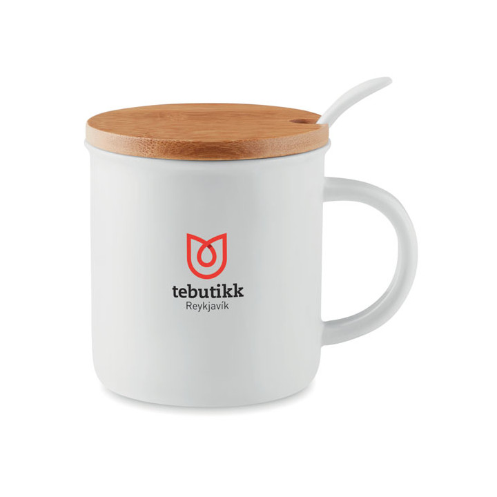 Caneca de porcelana com colher