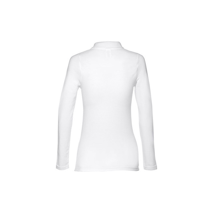 THC BERN WOMEN WH. Polo de manga comprida para senhora em algodão cardado