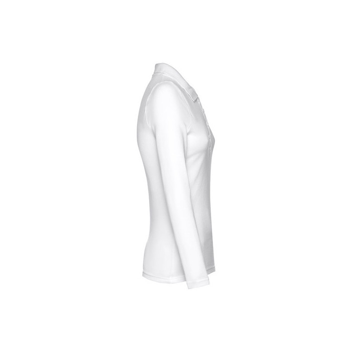 THC BERN WOMEN WH. Polo de manga comprida para senhora em algodão cardado